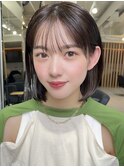 切りっぱなしボブナチュラルボブミディアム前髪縮毛矯正表参道