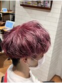 ピンクアッシュメンズブリーチカラー2wayマッシュ