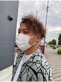 オールバックツイストスパイラルかき上げ束感ブラウンメンズ
