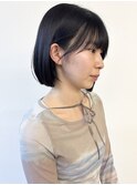 【morio松戸 石山】大人かわいい黒髪ミニボブ耳掛けボブ前髪あり