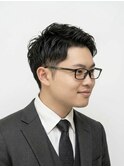 メンズビジネスショート王道ツーブロックバーバー理容室眉毛黒髪