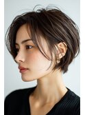 ハイライトで立体感と白髪ぼかしショート