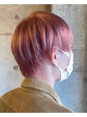 個性派カラーピンクベージュショート10代20代