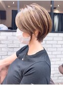 絶壁解消×くびれ×30代40代50代×前髪長め大人ショートボブ永