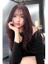 ランズ(LANDS)&nbsp;レイヤーカット　カシスカラー 【韓国ヘア 大阪 梅田】