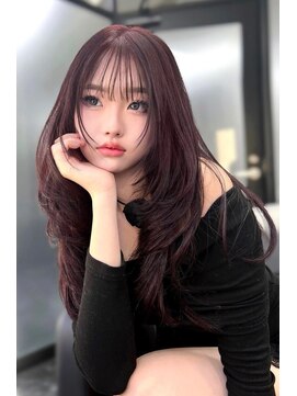 ランズ(LANDS) レイヤーカット　カシスカラー 【韓国ヘア 大阪 梅田】