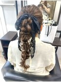 【お呼ばれ】ポニーテール編みおろし