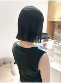 夏/小顔カット/韓国ヘア/ボブ/ブルーブラック/自由ヶ丘