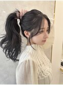 前髪長め　顔周りカット