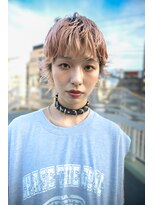 キジ(KIJI) マッシュウルフ/ウルフ/ショート/ハイトーン/ペールピンク