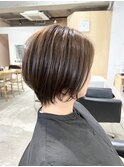大人ショートヘアイルミナカラー白髪ぼかしグレージュカラー