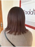 肩ギリボブは外ハネスタイルが吉◎ピンクブラウンで艶感☆
