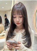 韓国ヘアーハッシュカットレイヤーカットグレージュブリーチ無し