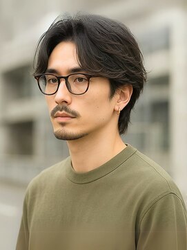 ルシード スタイル リコット(Lucido Style Ricotto) 大人男性メンズ眼鏡髭ソフトウェーブセンターパート清潔感