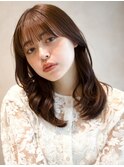 イメチェン　美髪　くびれヘア　ワイドバング　モカブラウン