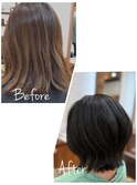 マットブラウンくびれボブ髪質改善熊本美容室
