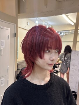 テン バイ アンブルリュクス 池袋(teN +by ambleluxe) ピンクレッド/ウルフヘア/ハッシュカット