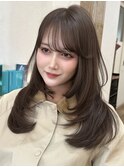 韓国風/レイヤー/前髪カット/オリーブ/透明感/ハッシュカット