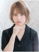 【ROMA】ブリーチオンカラー/透明感シアーベージュ/小顔ショート