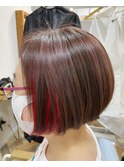 ブリーチ+インナーカラーに赤ハイライト×白髪染めも人気◎