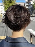 ひし形ショートボブ×デジタルパーマ×レイヤーボブ30代40代