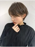 前髪あり耳掛け丸みくびれショートボブ20代30代40代50代（蘭）