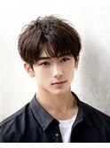 "王道メンズナチュラルパーマ外ハネ無造作ハイトーンカラー "