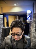 七三オールバック　ニュアンスパーマ　ビジネス　かき上げヘア