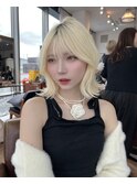 ブロンドカラー×外ハネボブ★自然に流れる顔まわり