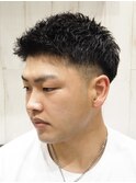 爽やかビジネスツーブロックアップバングショート眉毛カット
