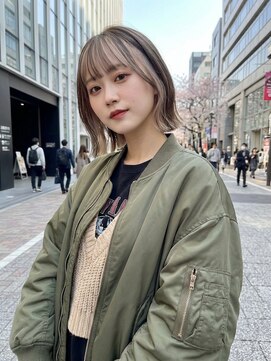 #ショートボブ #インナーカラー #ミルクティーベージュUP