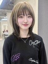 サンドレオ 新宿店(sand Leo)&nbsp;ミディアムレイヤーカット/髪質改善/韓国/前髪/新宿/ブリーチ