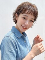 カバーヘア ブリス 志木南口駅前店(COVER HAIR bliss)&nbsp;夏カラーブリーチなしオン眉/ショートボブデジタルパーマp志木