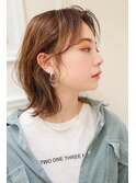 高彩度カラーかきあげ前髪ボブ/30代/40代/50代/60代/グレイヘア