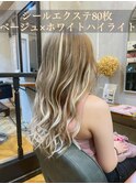 【シールエクステ】ベージュ×ホワイトハイライト
