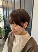 耳掛け愛されショートボブ前髪あり30代40代大人可愛い