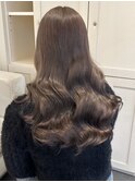 5848透明感グレージュカラー艶髪ワンホンヘア韓国レイヤーロング