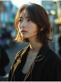 ☆オリーブグレーココアベージュ小顔クラゲヘアー/黒髪/髪質改善