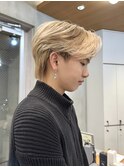 センターパートウルフ/メンズハイトーン