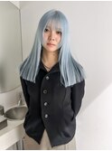 水色カラー　ハイトーンロング