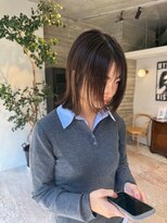 ヲタク(wotaku.) ダークグレージュオリーブカラー顔まわりレイヤー韓国ヘアーボブ