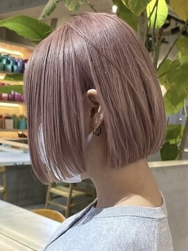 サンクマーケット 渋谷(cinq MARKET) 渋谷ブリーチカラータッセルボブ切りっぱなしボブピンクベージュ