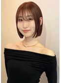 ハイトーンボブミニボブ切りっぱなしボブぱっつん前髪