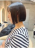 【北澤華】暗髪カラー切りっぱなしボブ/縮毛矯正