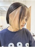 フェイスフレーミングミルクティーベージュココアブラウンボブ