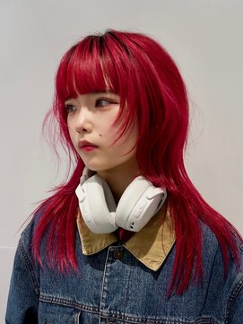 アドネ プライム(adne prime) ロングウルフ/レッドカラー/赤髪/レイヤーカット