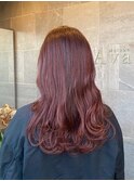 モーブピンクcolorの巻き髪セミロング