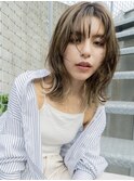 ふんわりミディ　　くびれヘア　ミディアム　20代/30代/40代