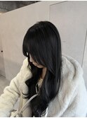ブルーブラック／暗髪カラー／ブリーチなし／髪質改善　M