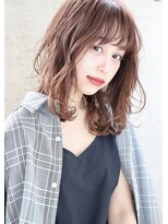 ヘアアンドメイク シークネクスト(HAIR&MAKE SeeK NEXT)&nbsp;【SeeK　NEXT】コーラルピンク×ゆるミディ
